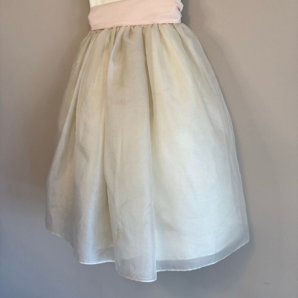 Elena Do Vale Designer Ivory/Cream Tulle Girls Gown Pink Sash‎ Size 2-4T Est - Picture 10 of 12